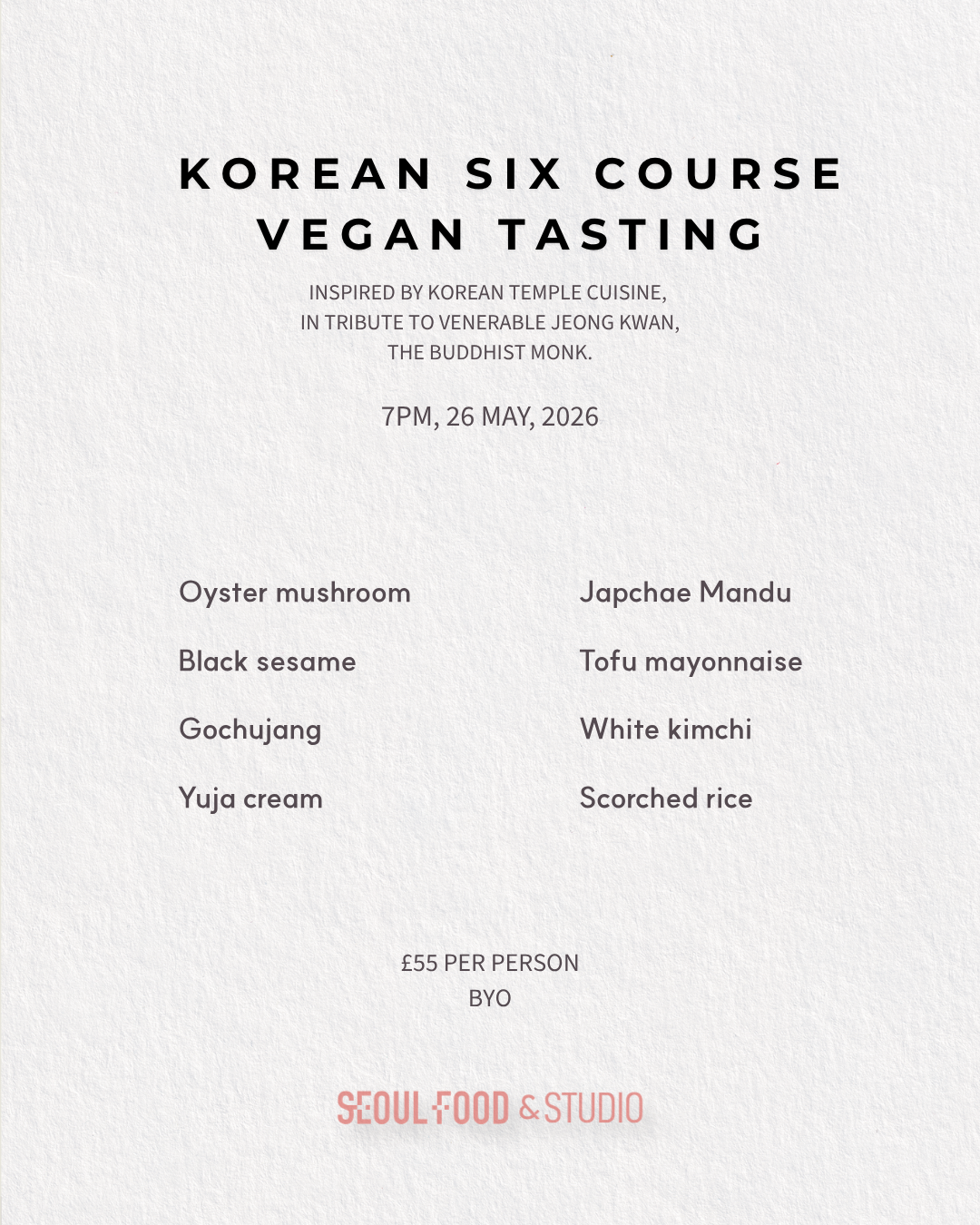 Korean Six Course Vegan Tasting